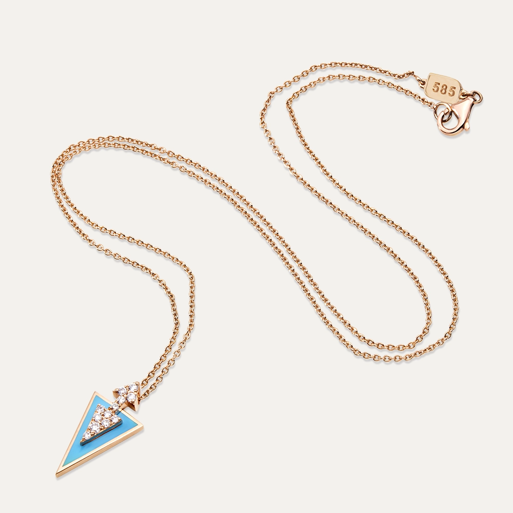 Perseus 0.16 CT Diamond and Blue Enamel Pendant - 4