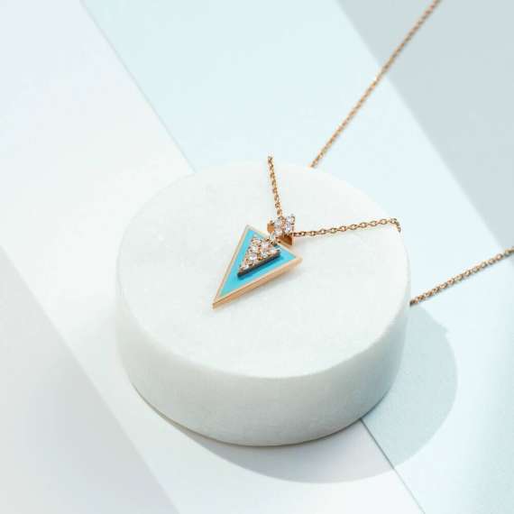 Perseus 0.16 CT Diamond and Blue Enamel Pendant - 1