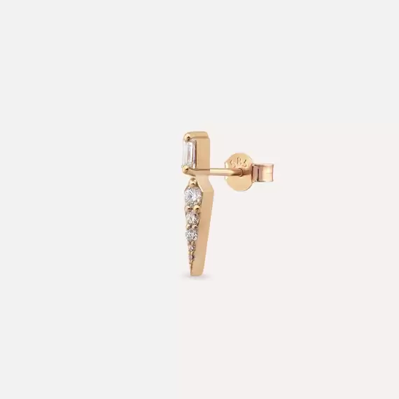 Perseus Baguette Cut Diamond Rose Gold Single Earring - 1