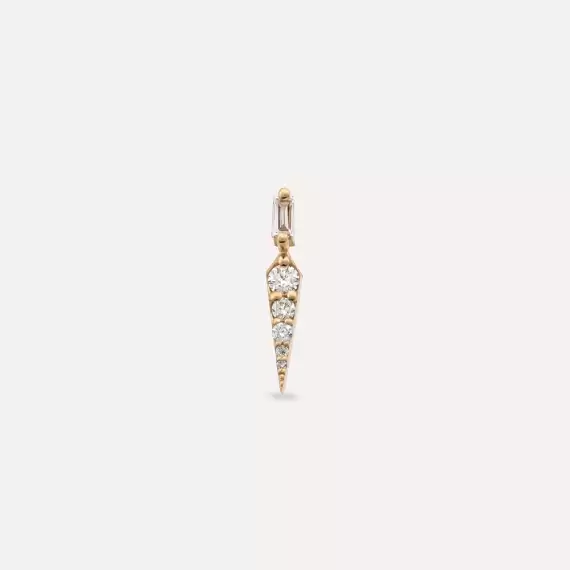 Perseus Baguette Cut Diamond Rose Gold Single Earring - 3