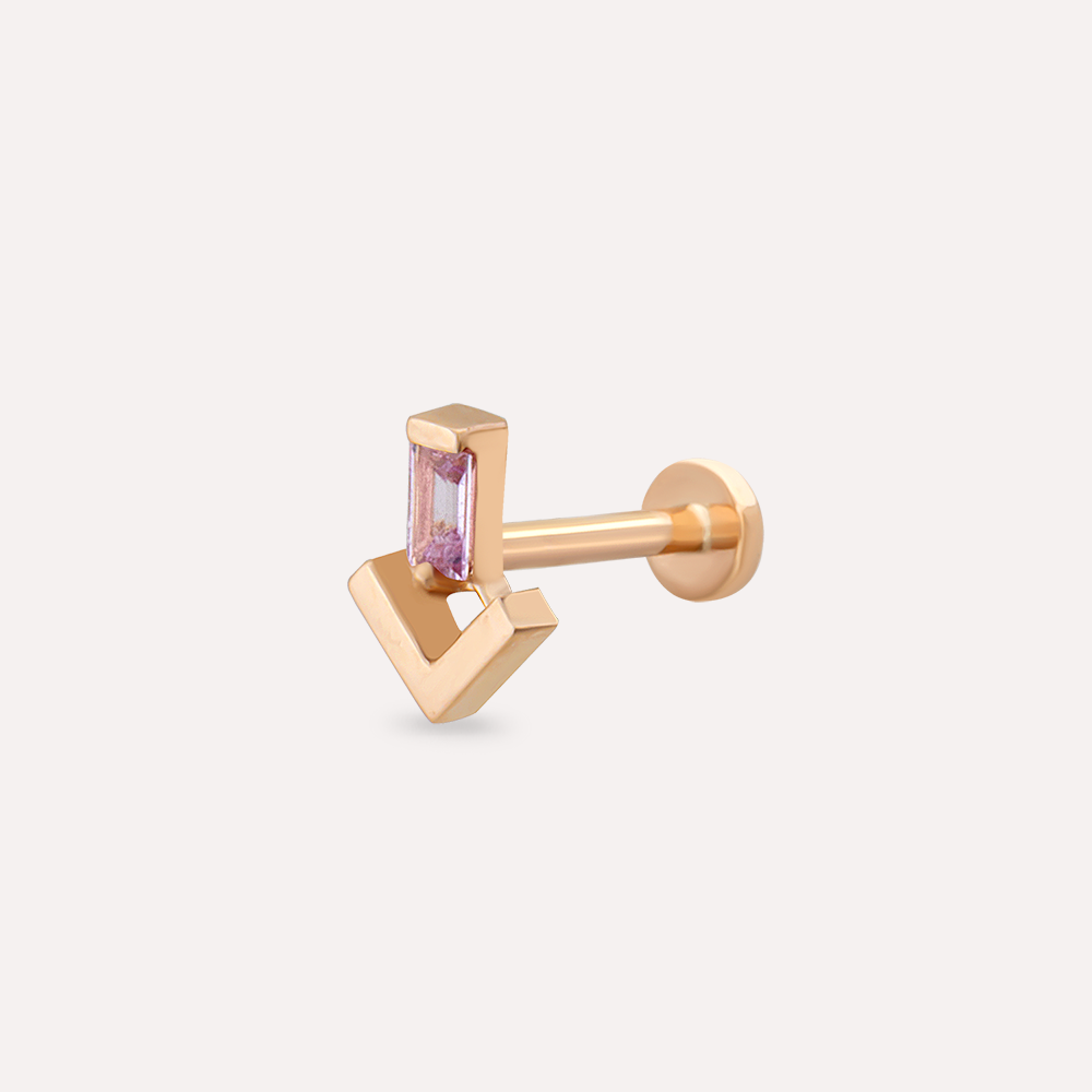 Petra Pink Safir Taşlı Rose Gold Piercing - 1