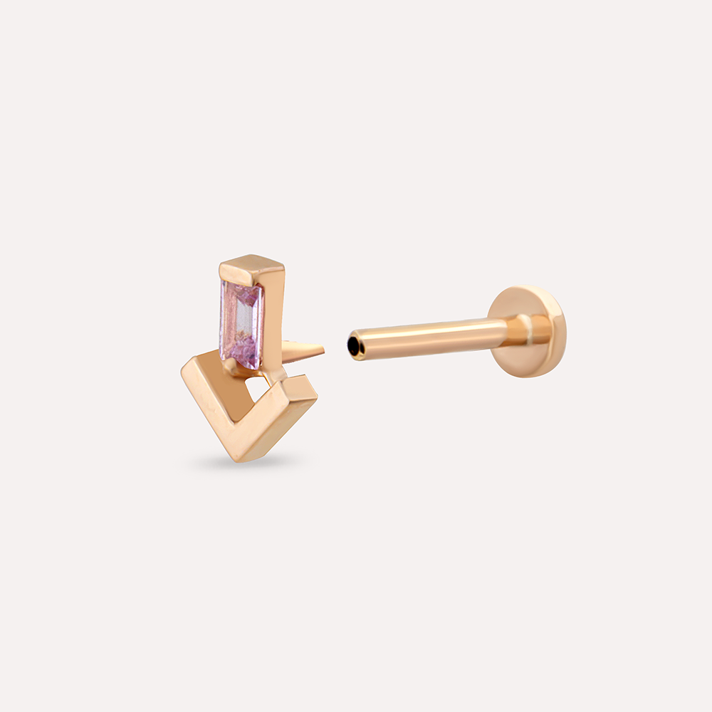 Petra Pink Safir Taşlı Rose Gold Piercing - 5