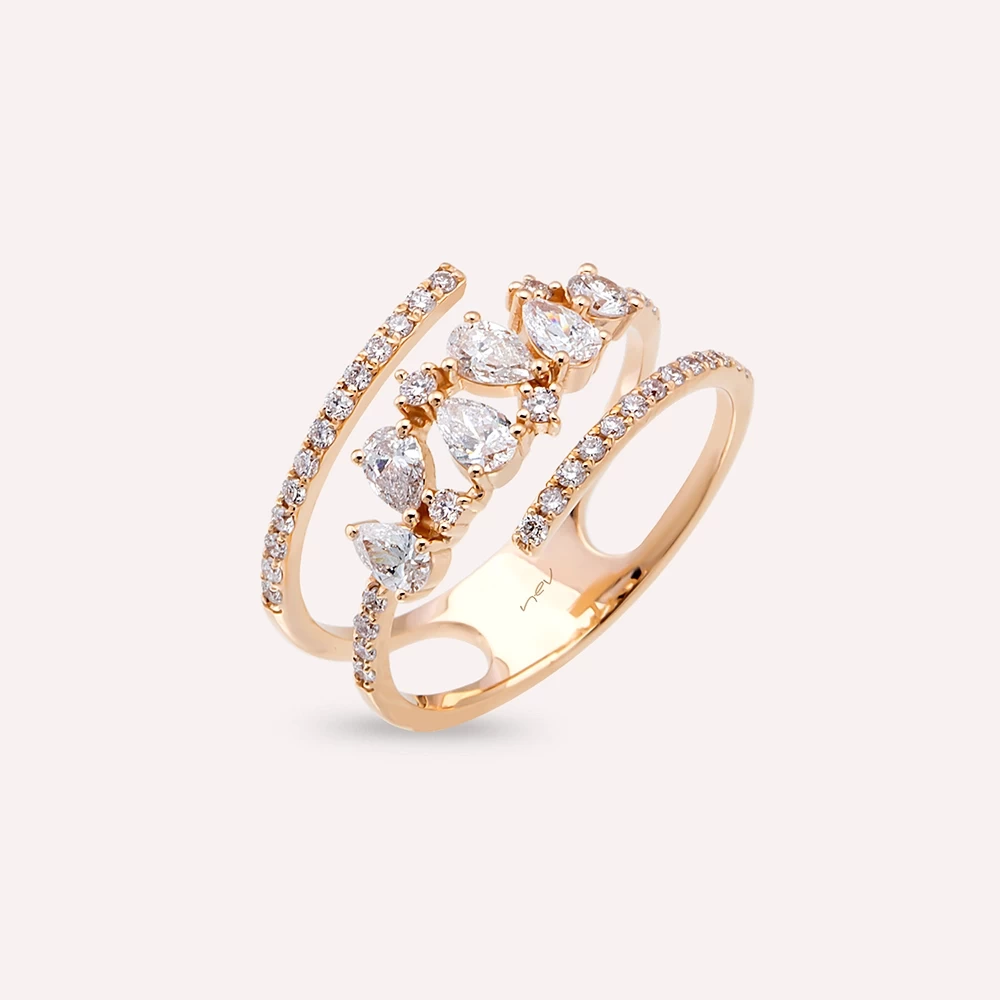 Pia 0.79 CT Pear Cut Diamond Rose Gold Ring