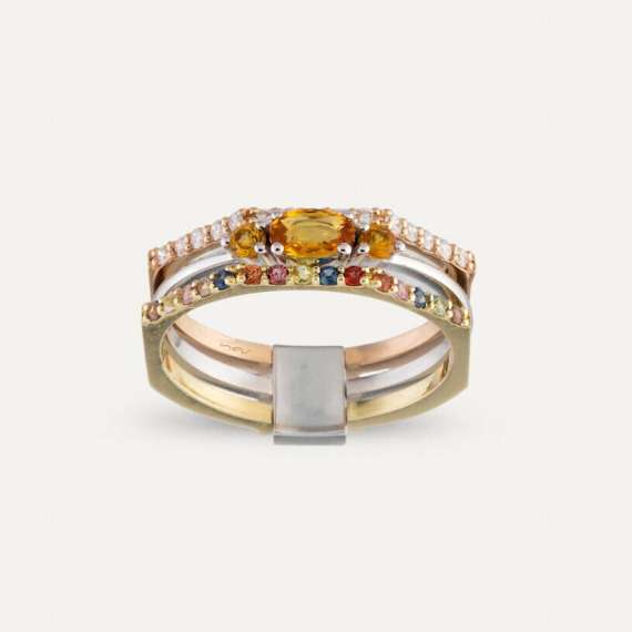 Pina 0.74 CT Diamond and Multicolor Sapphire Ring - 1