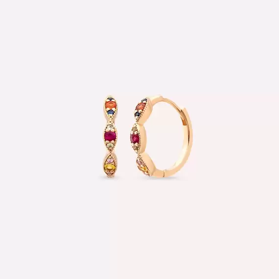 Pino 0.62 CT Multicolor Sapphire Rose Gold Earring - 1