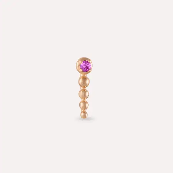 Point Pink Safir Taşlı Rose Altın Piercing - 3