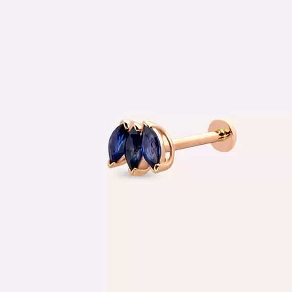 Plume Marquise Cut Sapphire Rose Gold Piercing - 1