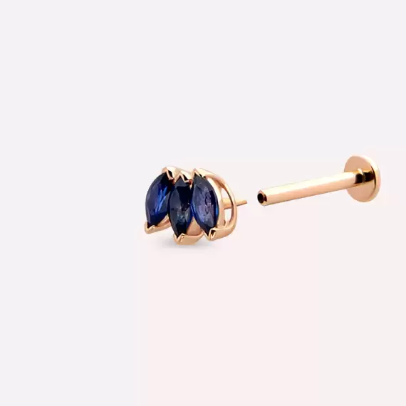 Plume Marquise Cut Sapphire Rose Gold Piercing - 4