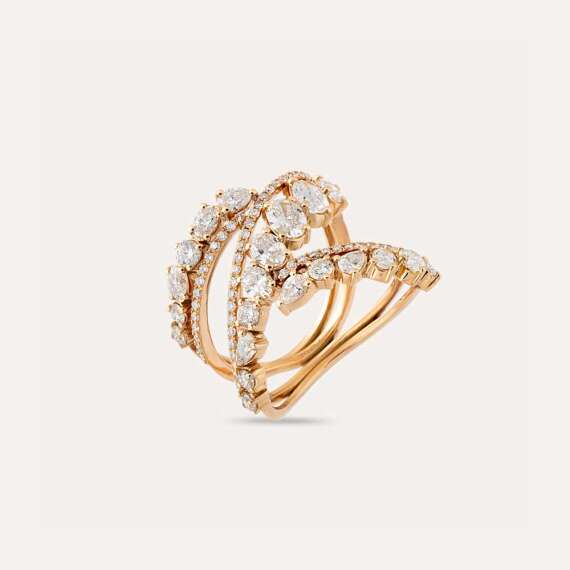 Poene 2.42 CT Oval and Pear Cut Diamond Ring - 4