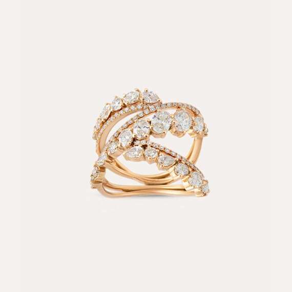 Poene 2.42 CT Oval and Pear Cut Diamond Ring - 2