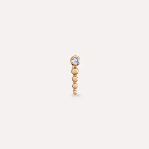 Point Light Blue Sapphire Rose Gold Single Earring - 3