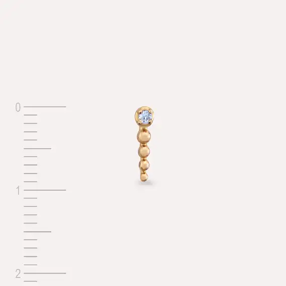 Point Light Blue Sapphire Rose Gold Single Earring - 4