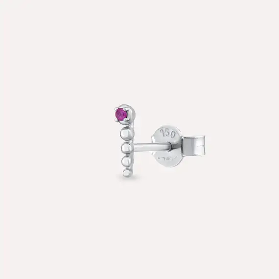 Point Pink Sapphire White Gold Single Earring - 1