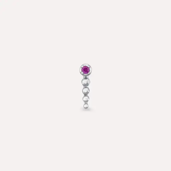 Point Pink Sapphire White Gold Single Earring - 3