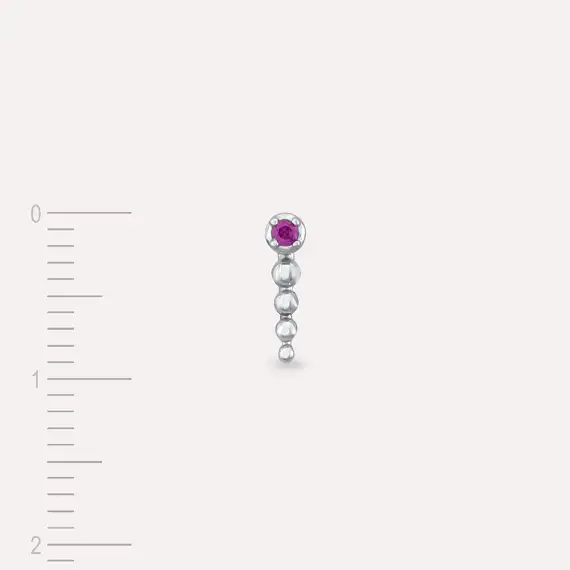 Point Pink Sapphire White Gold Single Earring - 4