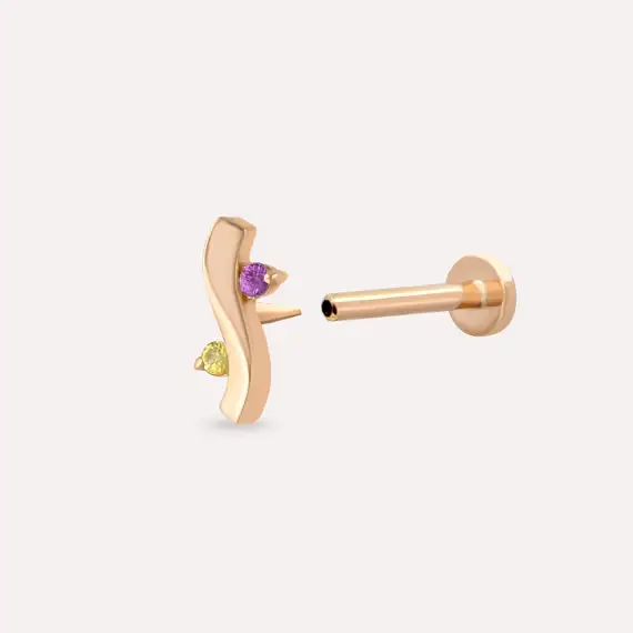 Poise Yellow and Pink Sapphire Rose Gold Piercing - 4