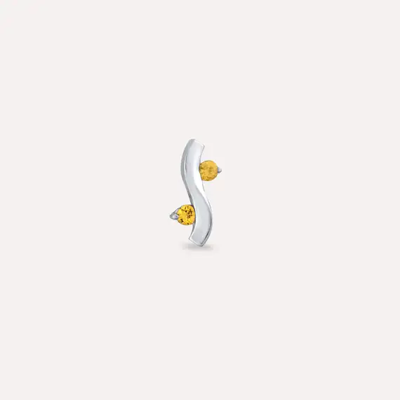 Poise Yellow Sapphire White Gold Single Earring - 3