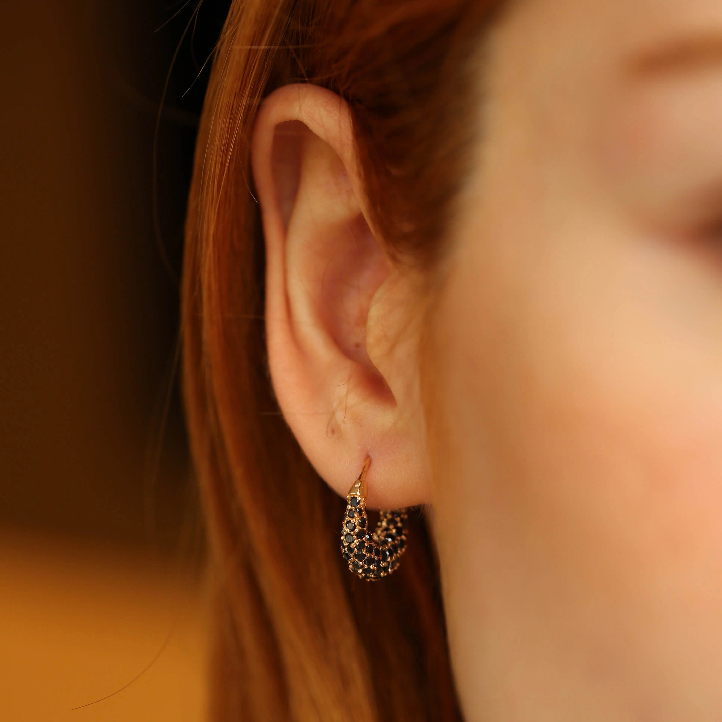 Poly 3.86 CT Black Diamond Rose Gold Earring - 1