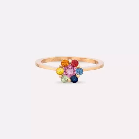 Posy 0.74 CT Multicolor Sapphire Rose Gold Ring - 5