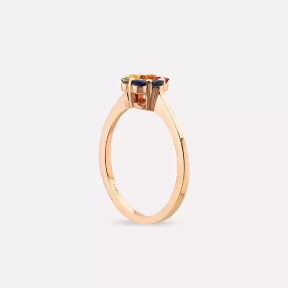 Posy 0.74 CT Multicolor Sapphire Rose Gold Ring - 6