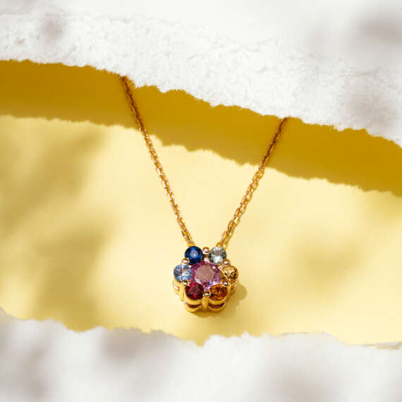 Posy 0.71 CT Multicolor Sapphire Rose Gold Necklace - 1