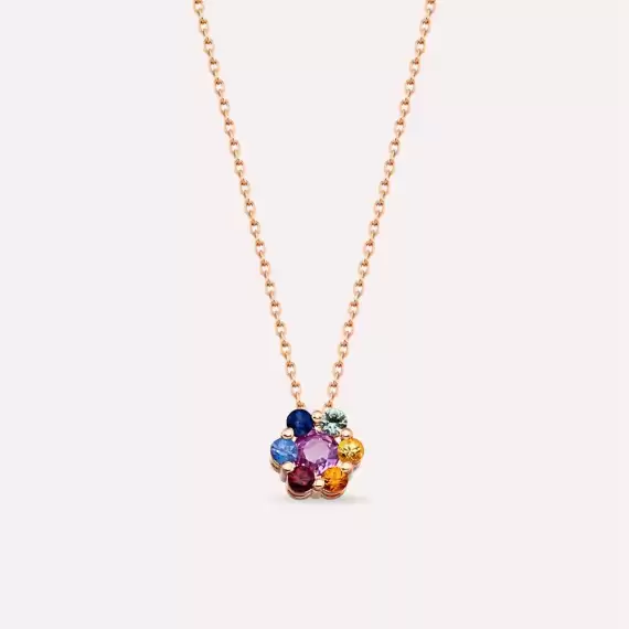 Posy 0.71 CT Multicolor Sapphire Rose Gold Necklace - 2