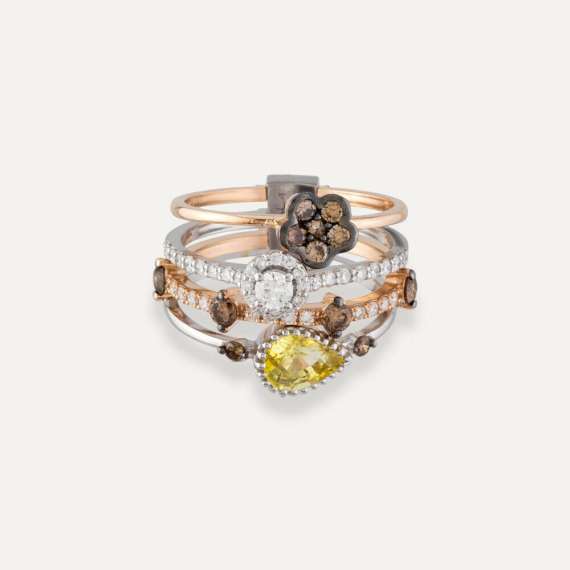 Pousse 2.04 CT Diamond and Pastel Yellow Sapphire Ring - 5