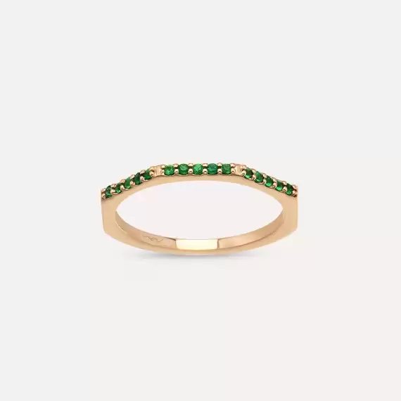 Pure 0.10 CT Emerald Rose Gold Ring - 1