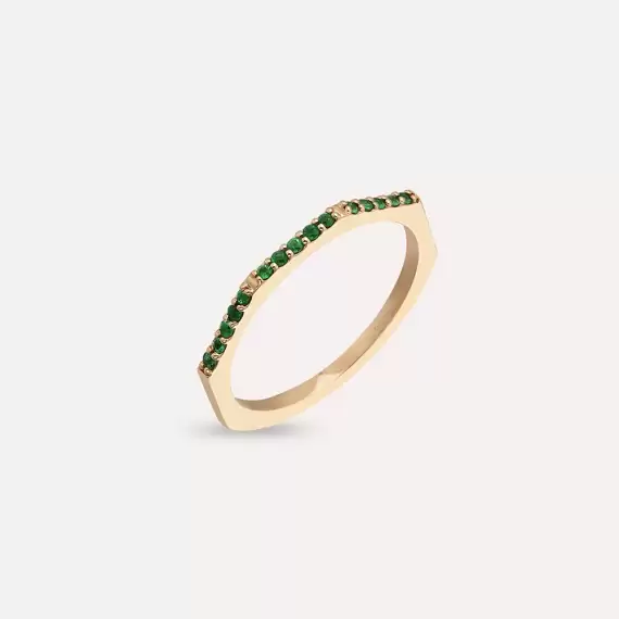 Pure 0.10 CT Emerald Rose Gold Ring - 3