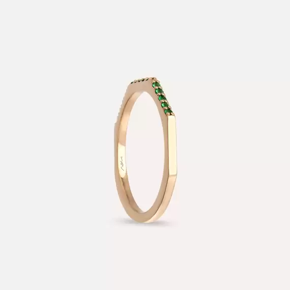 Pure 0.10 CT Emerald Rose Gold Ring - 4