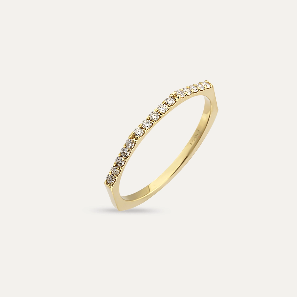 Pure 0.17 CT Diamond Yellow Gold Ring - 1