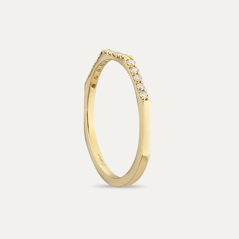 Pure 0.17 CT Diamond Yellow Gold Ring - 5