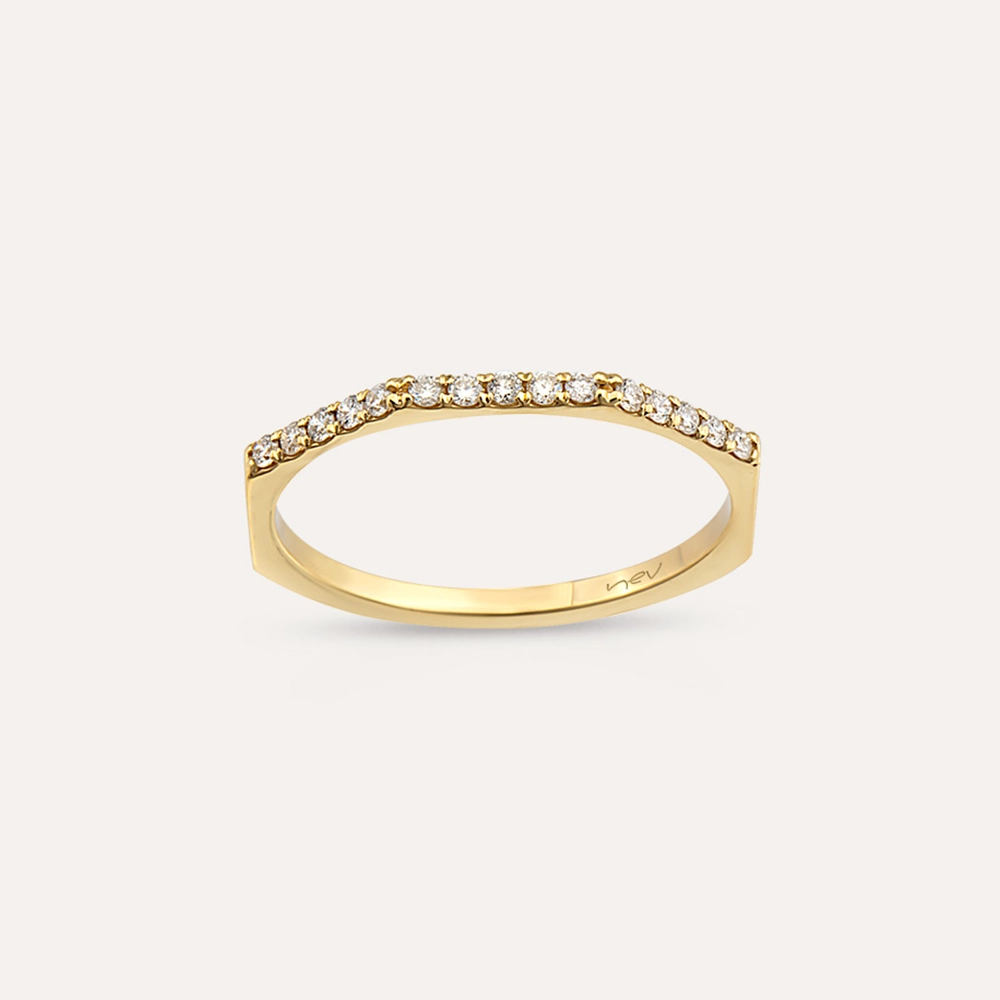 Pure 0.17 CT Diamond Yellow Gold Ring - 3