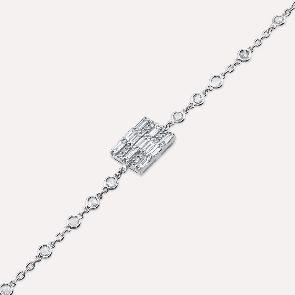 Purl 0.69 CT Baguette Cut Diamond and Rose Cut Diamond Bracelet - 3