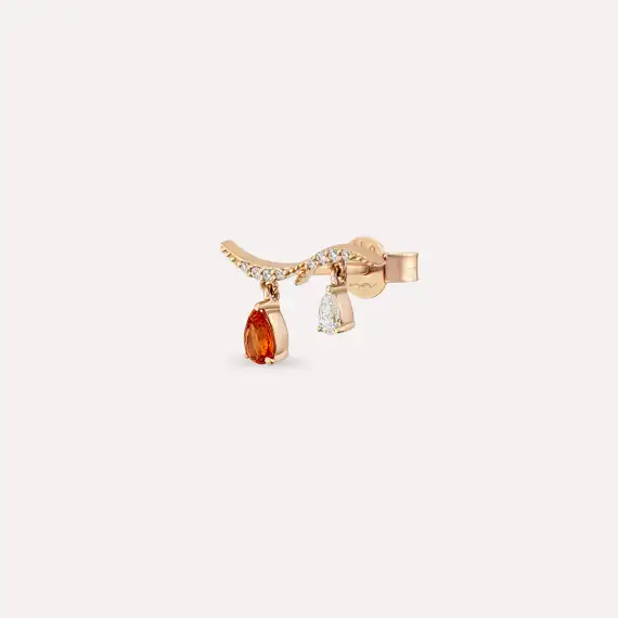 Pyxis Orange Sapphire and Diamond Rose Gold Single Earring - 1