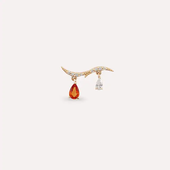 Pyxis Orange Sapphire and Diamond Rose Gold Single Earring - 3