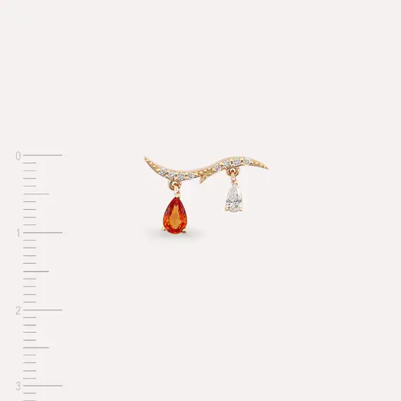 Pyxis Orange Sapphire and Diamond Rose Gold Single Earring - 4