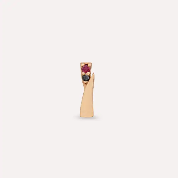 Rea Red Sapphire and Black Diamond Rose Gold Piercing - 3
