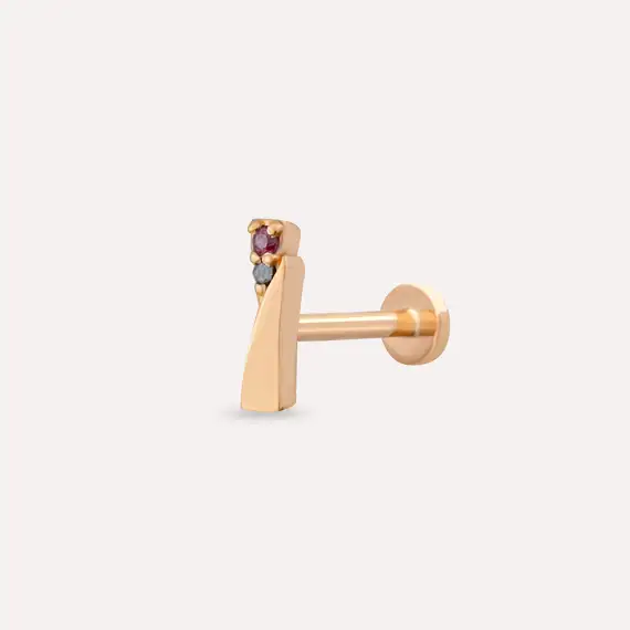 Rea Red Sapphire and Black Diamond Rose Gold Piercing - 1
