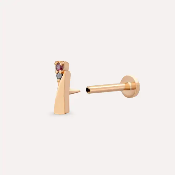 Rea Red Sapphire and Black Diamond Rose Gold Piercing - 4