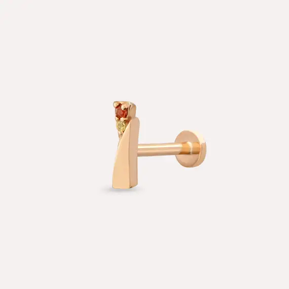 Rea Yellow and Orange Sapphire Rose Gold Piercing - 1