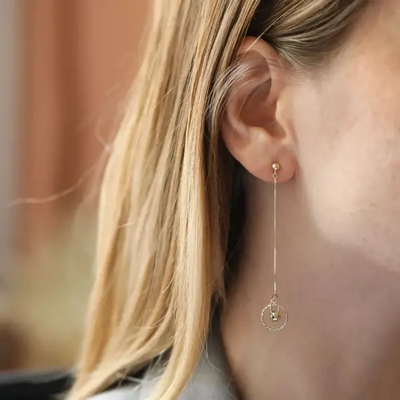 Reina Yellow Gold Dangling Earring - 2