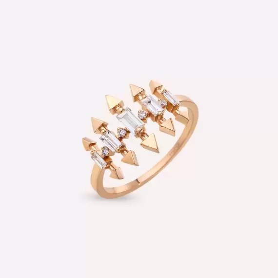 Remi 0.34 CT Baget Pırlanta Taşlı Rose Altın Yüzük - 1
