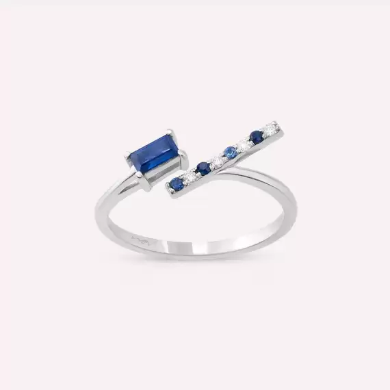 Respiro 0.36 CT Blue Sapphire and Diamond White Gold Ring - 3