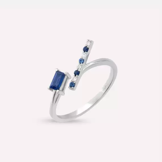Respiro 0.36 CT Blue Sapphire and Diamond White Gold Ring - 1