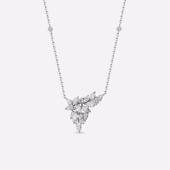 Rina 2.19 CT Marquise and Pear Cut Diamond White Gold Necklace - 1