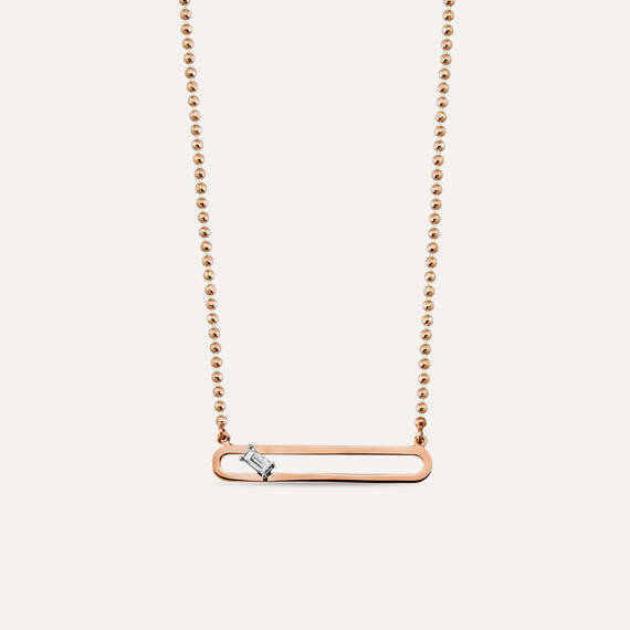 Rita 0.03 CT Baguette Cut Diamond Rose Gold Pendant - 1