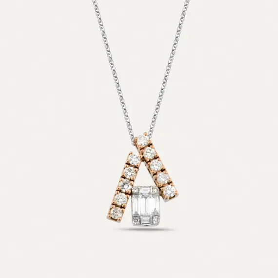 Roof 0.50 CT Baget Kesim Pırlanta Taşlı Kolye - 1