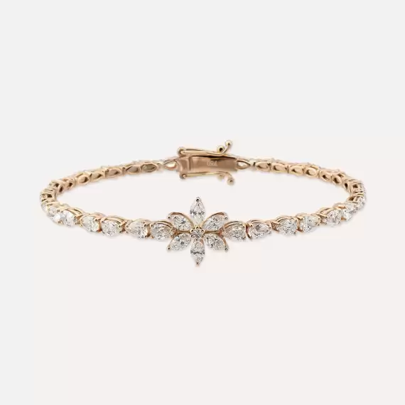 Rosa 4.83 CT Marquise and Pear Cut Diamond Rose Gold Bracelet - 2