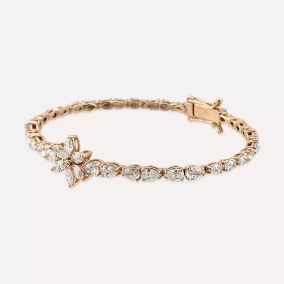 Rosa 4.83 CT Marquise and Pear Cut Diamond Rose Gold Bracelet - 4